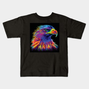 Bald Eagle in Neon Rainbow Colours Kids T-Shirt